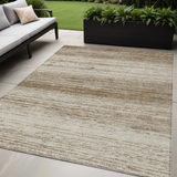 5' X 8' Brown And Beige Striped Washable Indoor Outdoor Area Rug