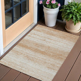3' X 5' Copper And Ivory Striped Washable Indoor Outdoor Area Rug