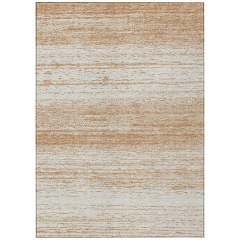 3' X 5' Copper And Ivory Striped Washable Indoor Outdoor Area Rug