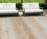 8' X 10' Copper And Ivory Striped Washable Indoor Outdoor Area Rug