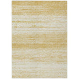 3' X 5' Gold And Ivory Striped Washable Indoor Outdoor Area Rug