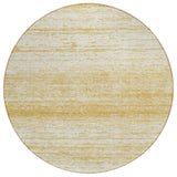 8' Gold And Ivory Round Striped Washable Indoor Outdoor Area Rug