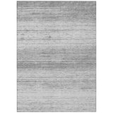 5' X 8' Gray And Silver Striped Washable Indoor Outdoor Area Rug