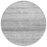 8' Gray And Silver Round Striped Washable Indoor Outdoor Area Rug