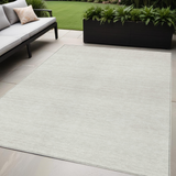 5' X 8' Ivory And Beige Striped Washable Indoor Outdoor Area Rug