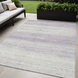 5' X 8' Lavender And Ivory Striped Washable Indoor Outdoor Area Rug