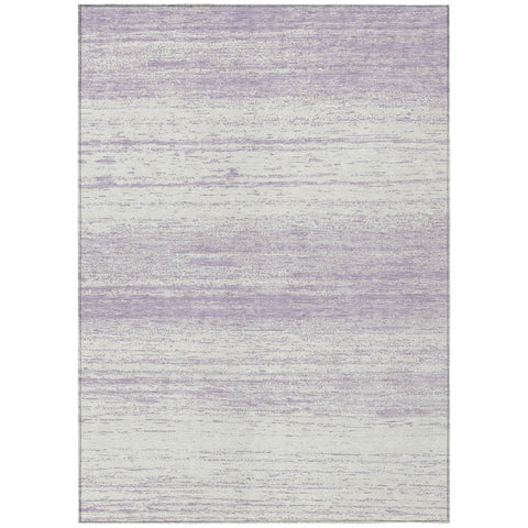 5' X 8' Lavender And Ivory Striped Washable Indoor Outdoor Area Rug