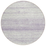 8' Lavender And Ivory Round Striped Washable Indoor Outdoor Area Rug
