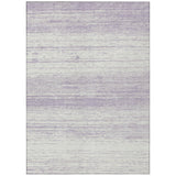 8' X 10' Lavender And Ivory Striped Washable Indoor Outdoor Area Rug