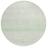 8' Mint Green And Ivory Round Striped Washable Indoor Outdoor Area Rug