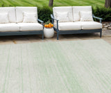 8' X 10' Mint Green And Ivory Striped Washable Indoor Outdoor Area Rug