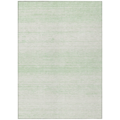 8' X 10' Mint Green And Ivory Striped Washable Indoor Outdoor Area Rug