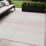 5' X 8' Pink And Ivory Striped Washable Indoor Outdoor Area Rug