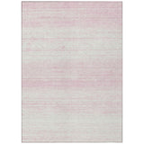 5' X 8' Pink And Ivory Striped Washable Indoor Outdoor Area Rug