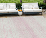8' X 10' Pink And Ivory Striped Washable Indoor Outdoor Area Rug