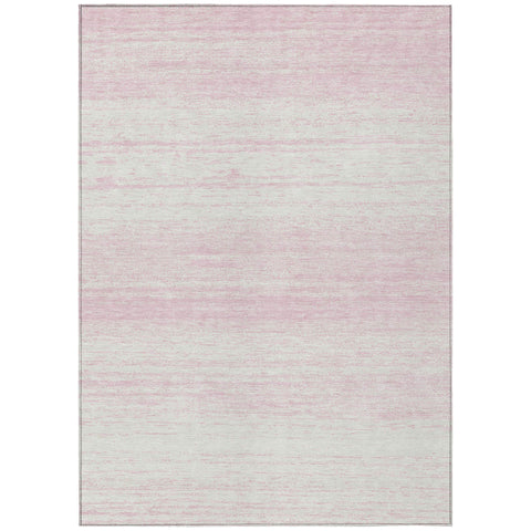 8' X 10' Pink And Ivory Striped Washable Indoor Outdoor Area Rug