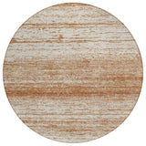 8' Orange And Beige Round Striped Washable Indoor Outdoor Area Rug