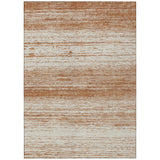 8' X 10' Orange And Beige Striped Washable Indoor Outdoor Area Rug