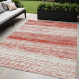5' X 8' Red And Ivory Striped Washable Indoor Outdoor Area Rug