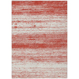 5' X 8' Red And Ivory Striped Washable Indoor Outdoor Area Rug