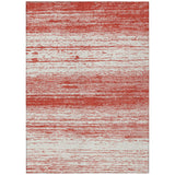8' X 10' Red And Ivory Striped Washable Indoor Outdoor Area Rug