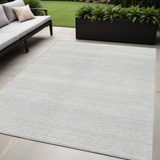 5' X 8' Silver And Gray Striped Washable Indoor Outdoor Area Rug