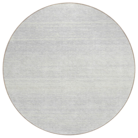 8' Silver And Gray Round Striped Washable Indoor Outdoor Area Rug