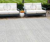 8' X 10' Silver And Gray Striped Washable Indoor Outdoor Area Rug