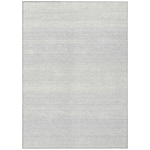 8' X 10' Silver And Gray Striped Washable Indoor Outdoor Area Rug
