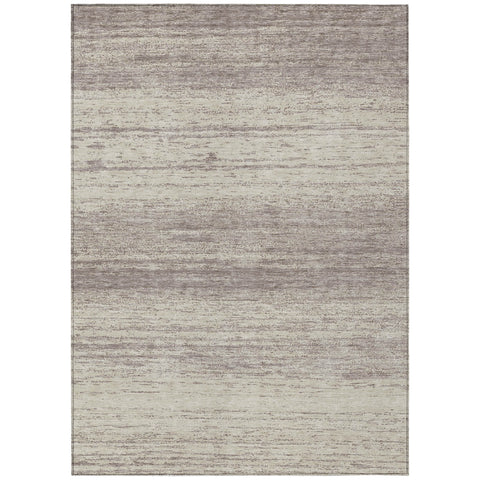 3' X 5' Taupe And Beige Striped Washable Indoor Outdoor Area Rug