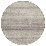 8' Taupe And Beige Round Striped Washable Indoor Outdoor Area Rug