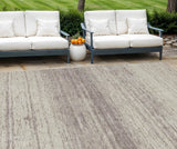 8' X 10' Taupe And Beige Striped Washable Indoor Outdoor Area Rug