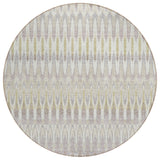 8' Beige Taupe And Gold Round Southwestern Washable Indoor Outdoor Area Rug
