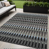 5' X 8' Black Gray And Blue Southwestern Washable Indoor Outdoor Area Rug