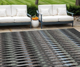 8' X 10' Black Gray And Blue Southwestern Washable Indoor Outdoor Area Rug