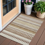 3' X 5' Brown Beige And Taupe Southwestern Washable Indoor Outdoor Area Rug