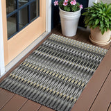 3' X 5' Charcoal Gray And Beige Southwestern Washable Indoor Outdoor Area Rug