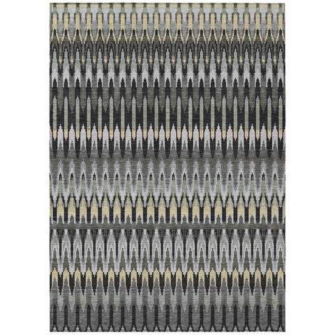 3' X 5' Charcoal Gray And Beige Southwestern Washable Indoor Outdoor Area Rug