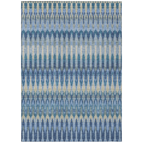 3' X 5' Denim Blue And Sky Blue Southwestern Washable Indoor Outdoor Area Rug