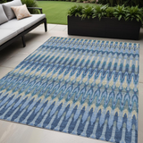5' X 8' Denim Blue And Sky Blue Southwestern Washable Indoor Outdoor Area Rug