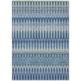 5' X 8' Denim Blue And Sky Blue Southwestern Washable Indoor Outdoor Area Rug