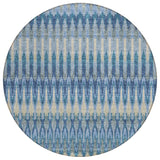 8' Denim Blue And Sky Blue Round Southwestern Washable Indoor Outdoor Area Rug