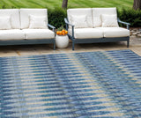 8' X 10' Denim Blue And Sky Blue Southwestern Washable Indoor Outdoor Area Rug