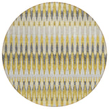 8' Gold Beige And Gray Round Southwestern Washable Indoor Outdoor Area Rug