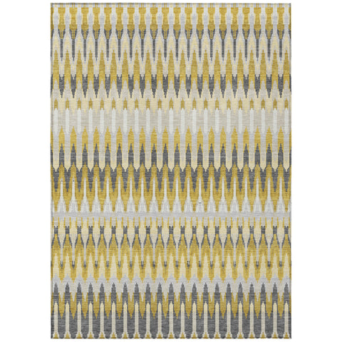 8' X 10' Gold Beige And Gray Southwestern Washable Indoor Outdoor Area Rug