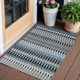 3' X 5' Gray Charcoal And Silver Southwestern Washable Indoor Outdoor Area Rug