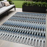 5' X 8' Gray Charcoal And Silver Southwestern Washable Indoor Outdoor Area Rug