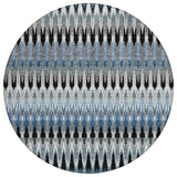 8' Gray Charcoal And Silver Round Southwestern Washable Indoor Outdoor Area Rug
