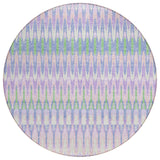 8' Lavender Pink And Lime Green Round Southwestern Washable Indoor Outdoor Area Rug