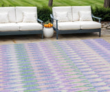 8' X 10' Lavender Pink And Lime Green Southwestern Washable Indoor Outdoor Area Rug